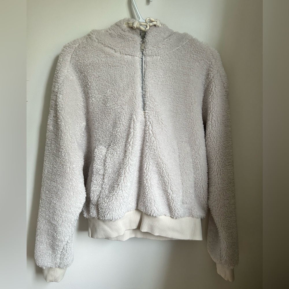 Lululemon Textured Fleece 1/2 Zip White Opal Size 6